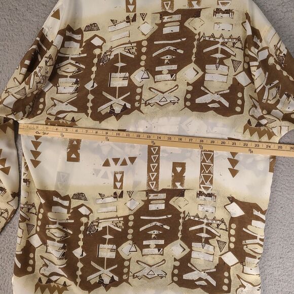 Marquis Shirt Mens XL Brown Beige White Button Down Retro Designer - Picture 11 of 15